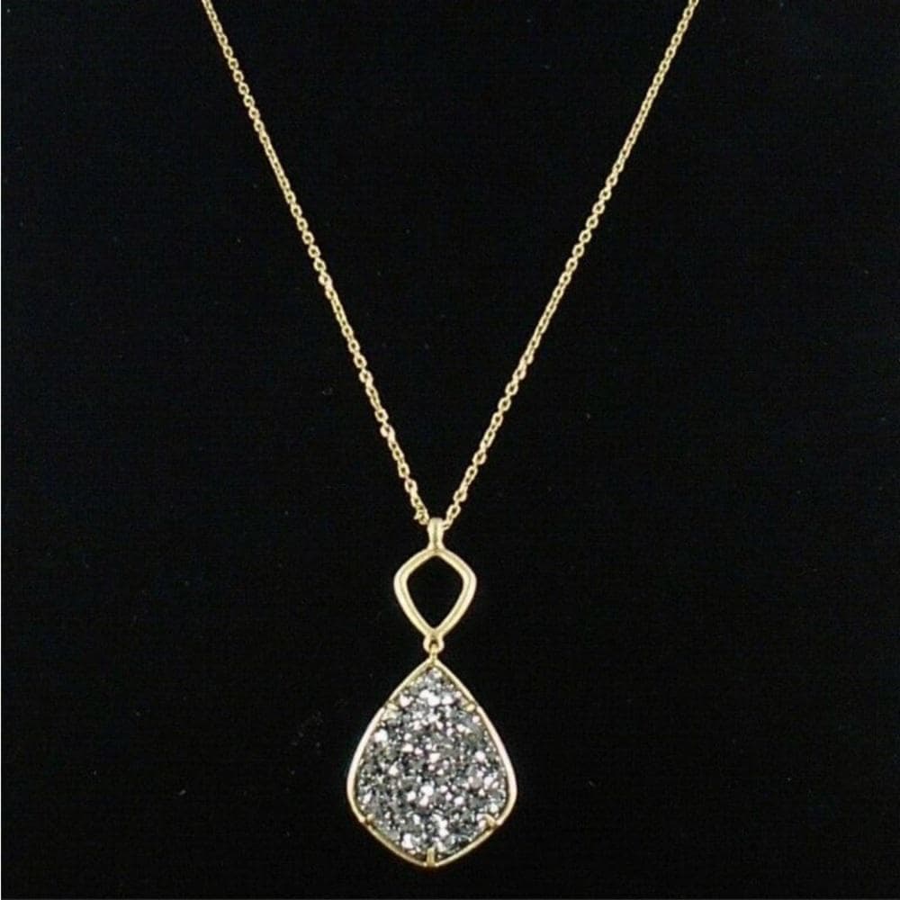 Lucky Brand Reversible Green Stone & Druzy Pendant Necklace - Thumbnail 2