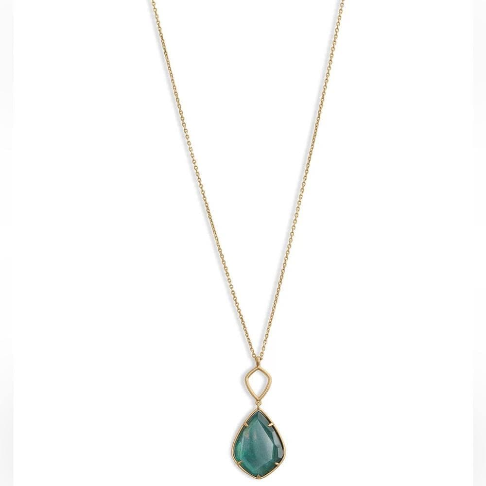 Lucky Brand Reversible Green Stone & Druzy Pendant Necklace - Thumbnail 4