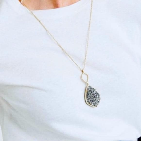Lucky Brand Reversible Green Stone & Druzy Pendant Necklace - Thumbnail 6