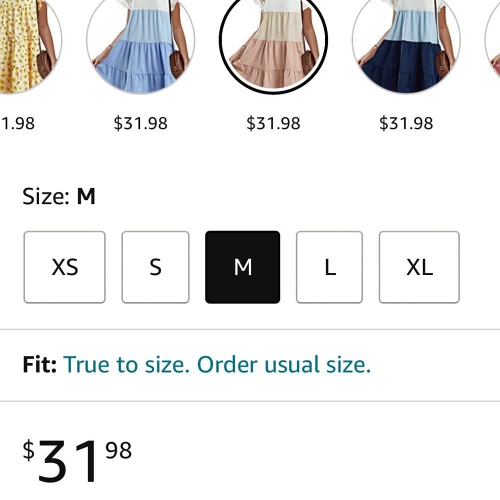 Khaki Boho Babydoll Dress- Colorblock & Ruffles - Thumbnail 4