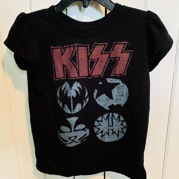 KISS Rock Band Tee- Girls Size 4 Black/Red - Thumbnail 5