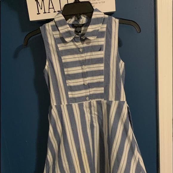 Nautica Girls Striped Blue/White Dress - Thumbnail 2