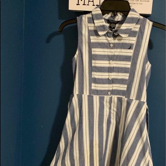 Nautica Girls Striped Blue/White Dress - Thumbnail 4