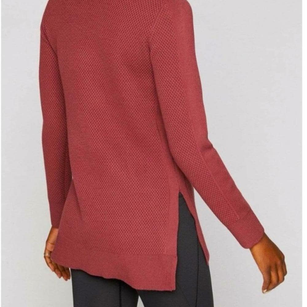 ATHLETA Merino Wool Honeycomb Crewneck Sweater~ Rust Burgundy Deep Maroon - Thumbnail 2