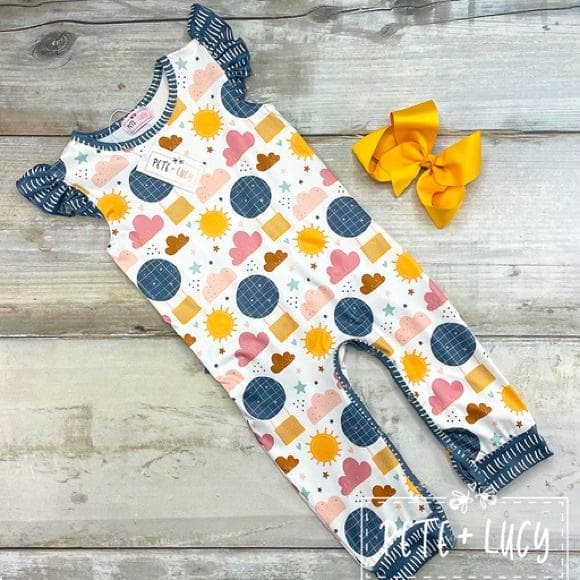 Boutique “Sky’s The Limit” Flutter Sleeve Long Romper (3-6M) Neutral Colors~NWT - Thumbnail 8