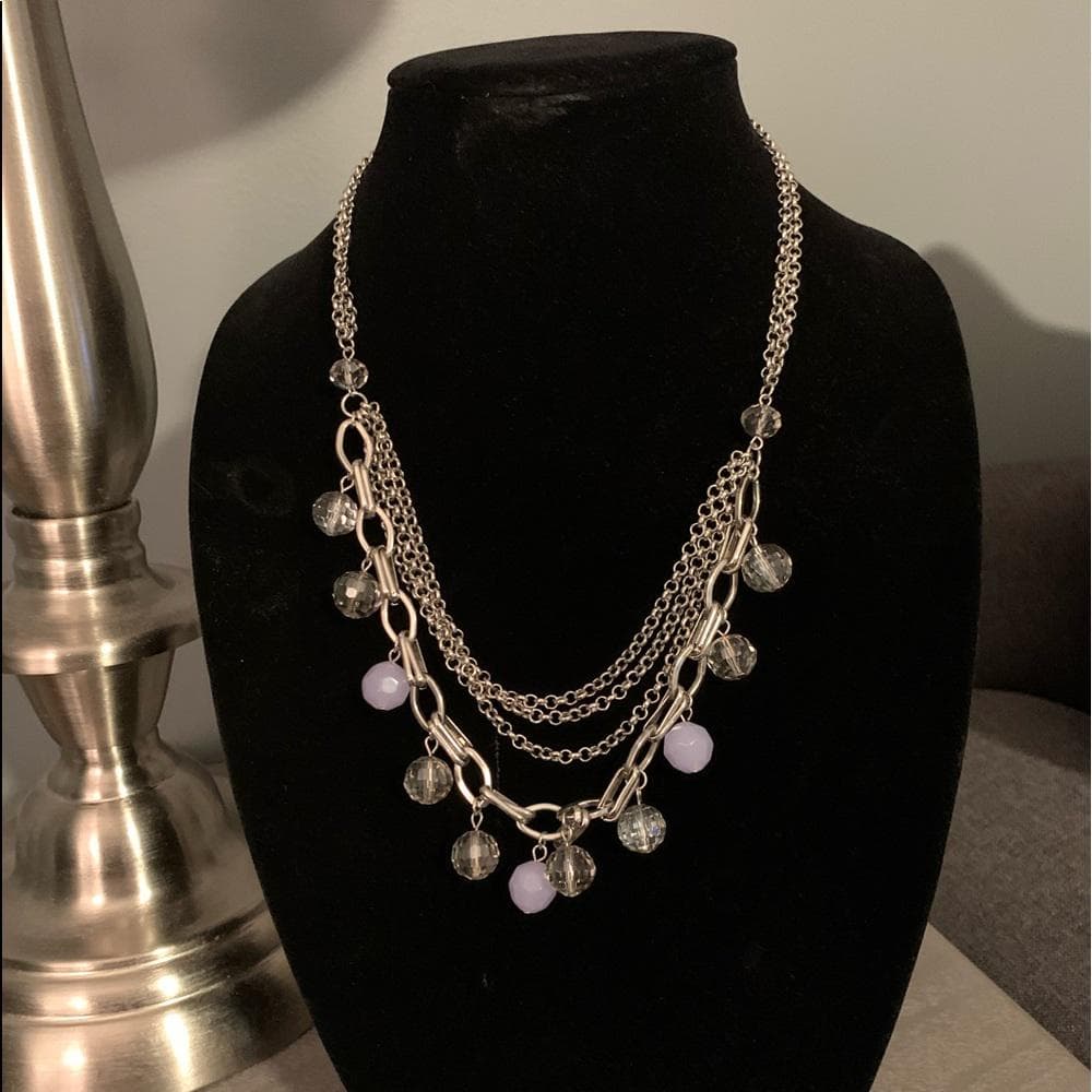Ann Taylor Silver/Baby Blue Multi-Layer Necklace - Thumbnail 2