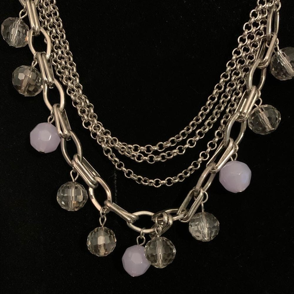 Ann Taylor Silver/Baby Blue Multi-Layer Necklace - Thumbnail 3