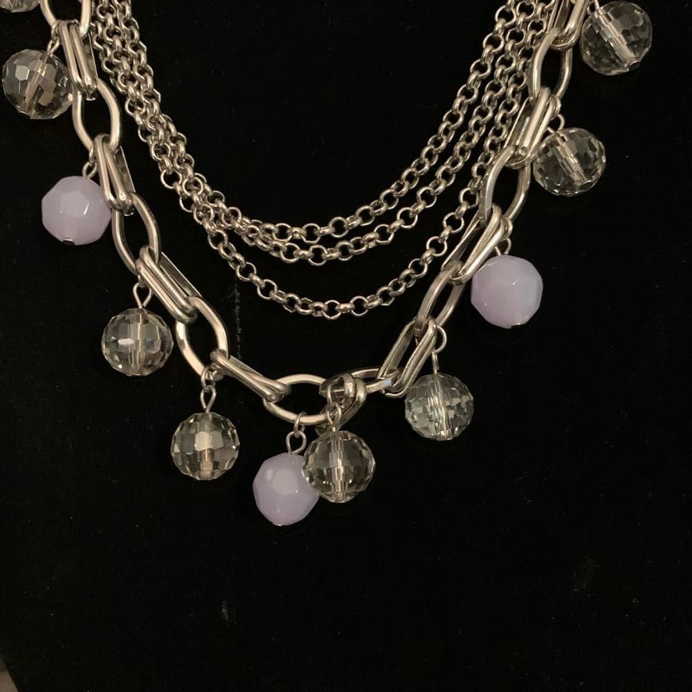 Ann Taylor Silver/Baby Blue Multi-Layer Necklace - Thumbnail 4