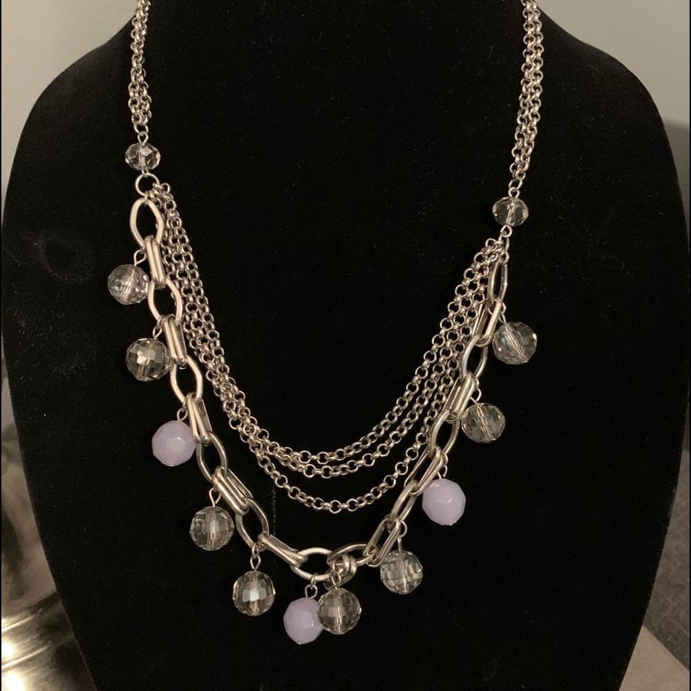 Ann Taylor Silver/Baby Blue Multi-Layer Necklace - Thumbnail 6