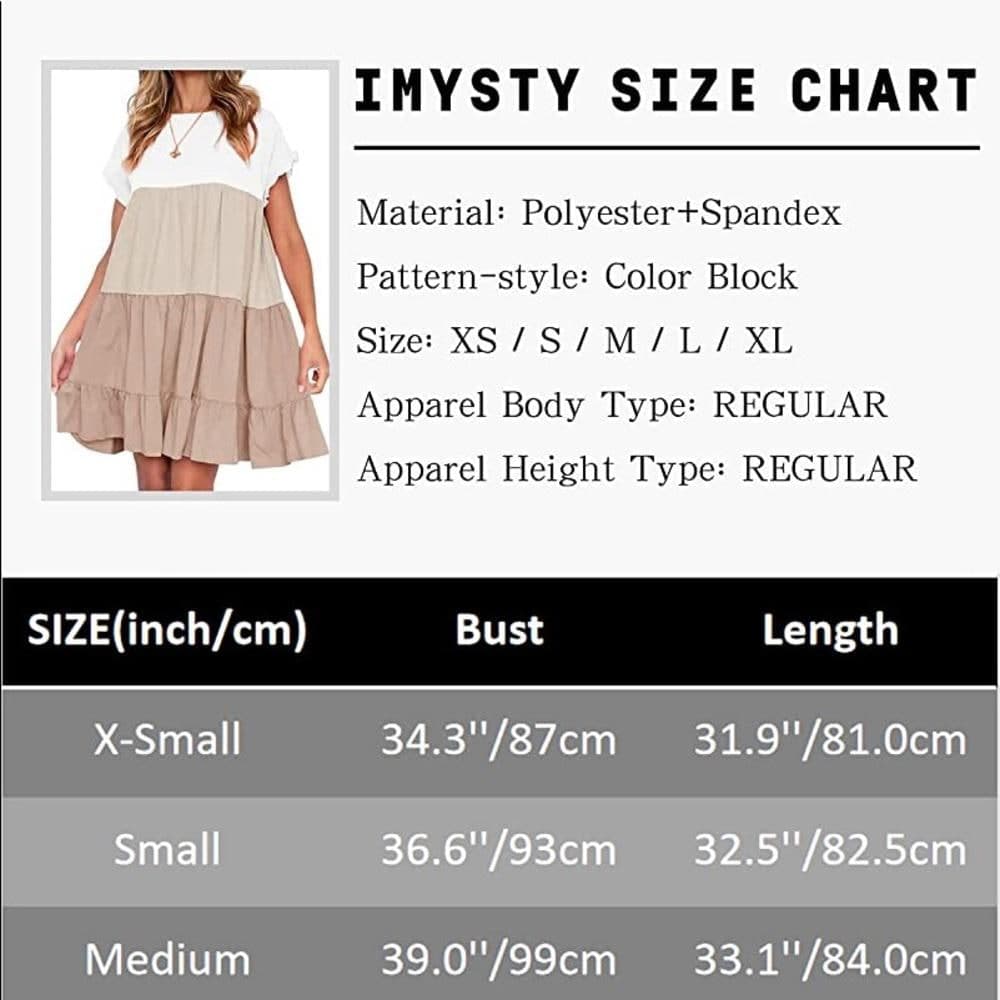 Khaki Boho Babydoll Dress- Colorblock & Ruffles - Thumbnail 2