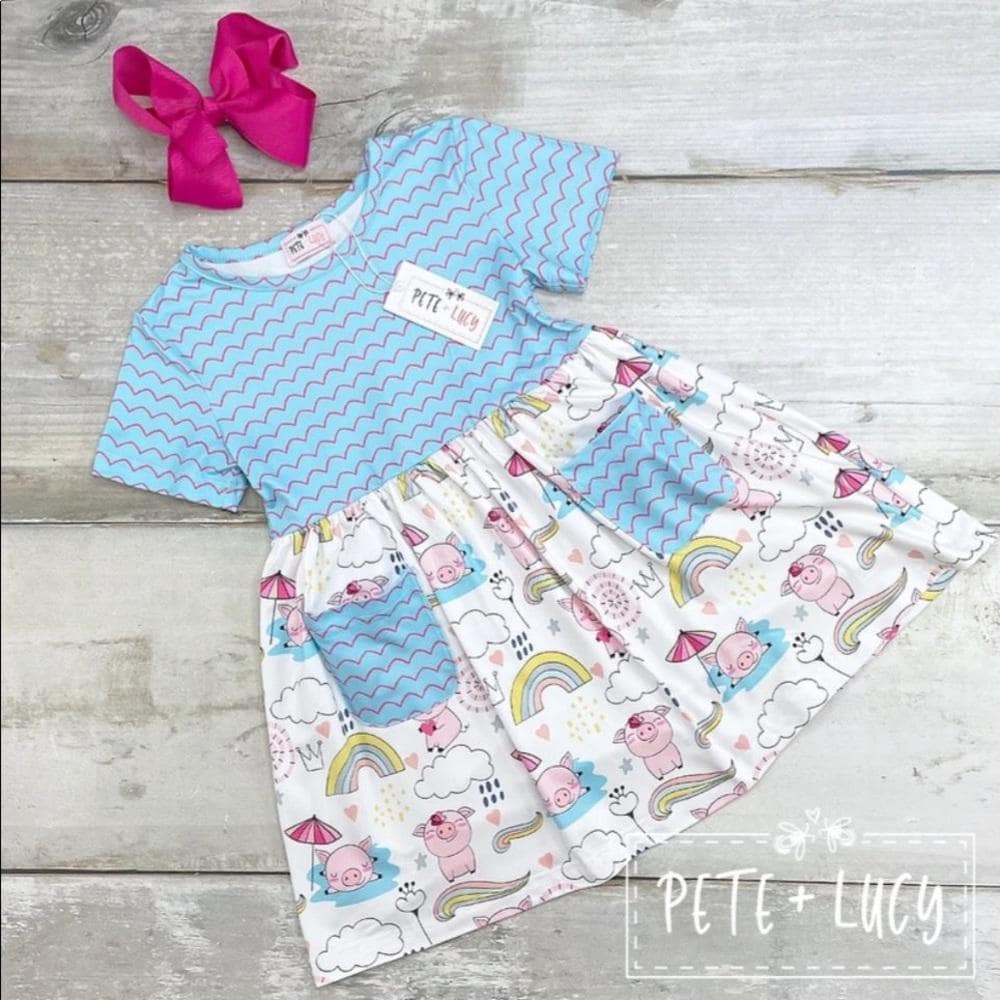 Piggy Party” NWT Boutique Dress by Pete + Lucy Girls 7/8 - Thumbnail 4