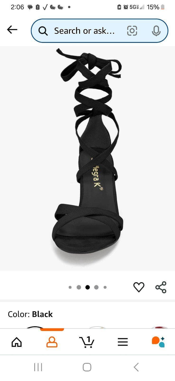 Black Ribbon Wrap Around Tie n a Bow Heels~ Size 7.5 Lace Up Black Dressy Heels - Thumbnail 3