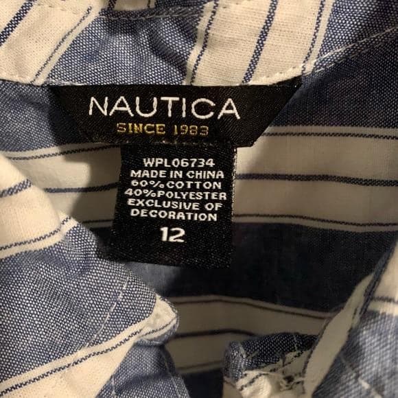 Nautica Girls Striped Blue/White Dress - Thumbnail 6