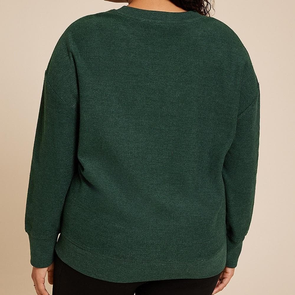 Merry Embroidered Relaxed Fit Sweatshirt~ Christmas Sweatshirt Plus Size ~2X - Thumbnail 2