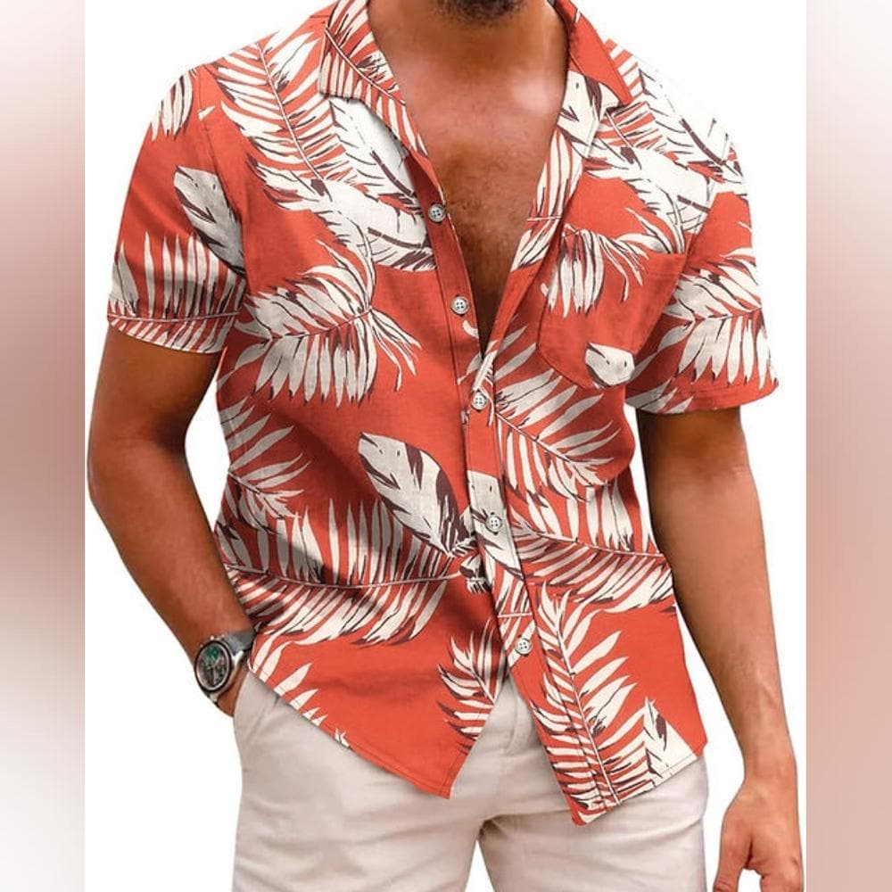 Hawaiian Tropical Leaf Shirt~ Palm Leaf NWT - Thumbnail 5