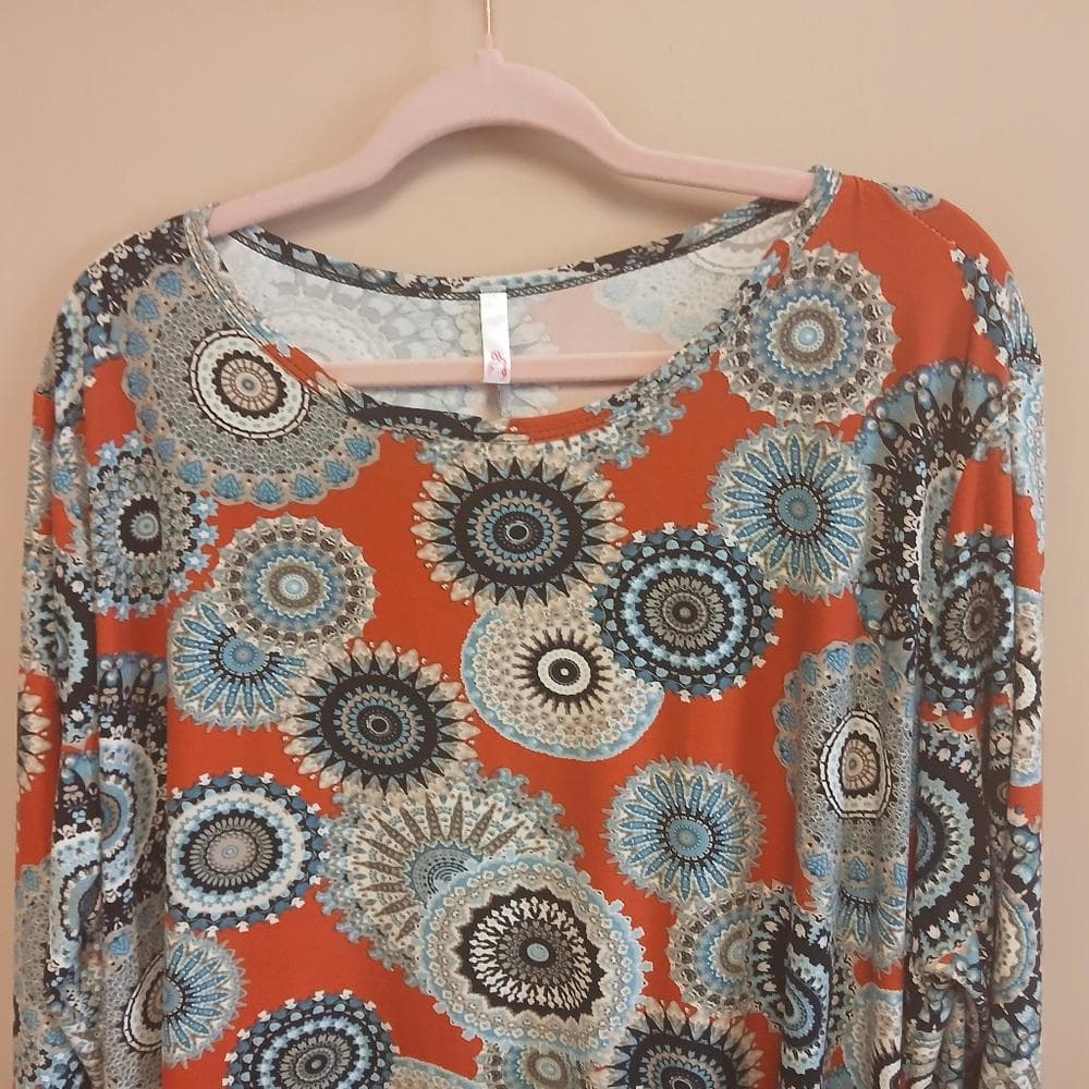 Crew Neck Bandana Print Midi Dress - Thumbnail 2