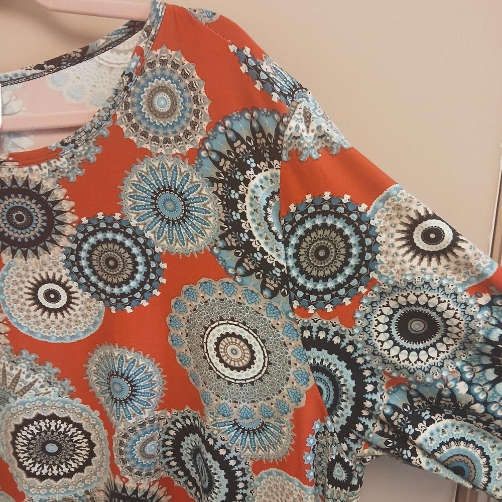 Crew Neck Bandana Print Midi Dress - Thumbnail 3