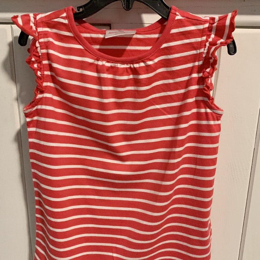 Hanna Andersson Red White Stripe Flutter Sleeve - Thumbnail 3