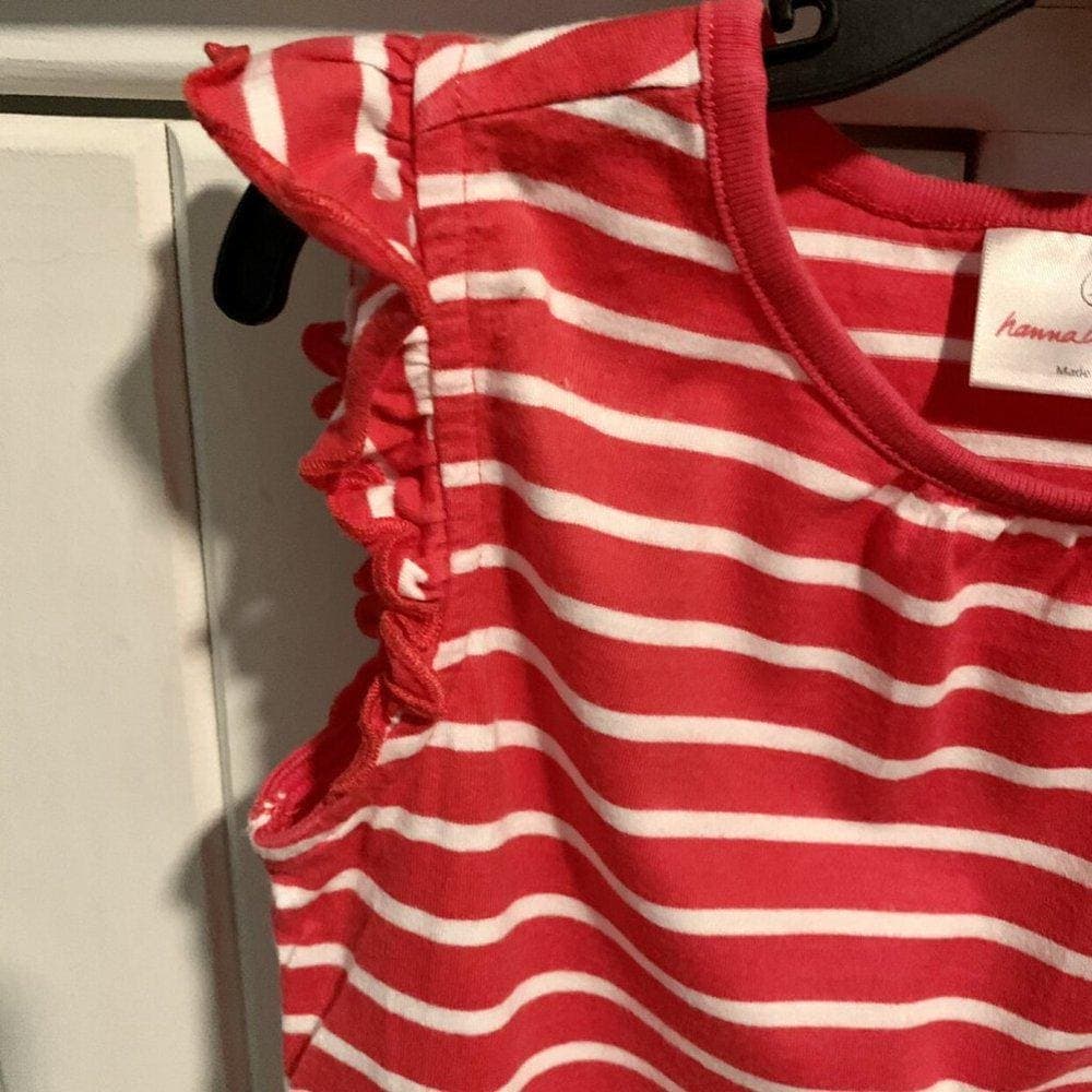 Hanna Andersson Red White Stripe Flutter Sleeve - Thumbnail 4