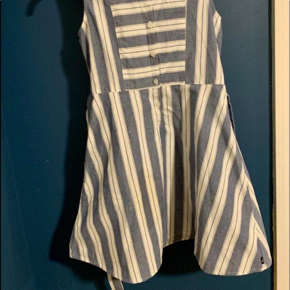 Nautica Kids Striped Blue/White Dress - Thumbnail 4