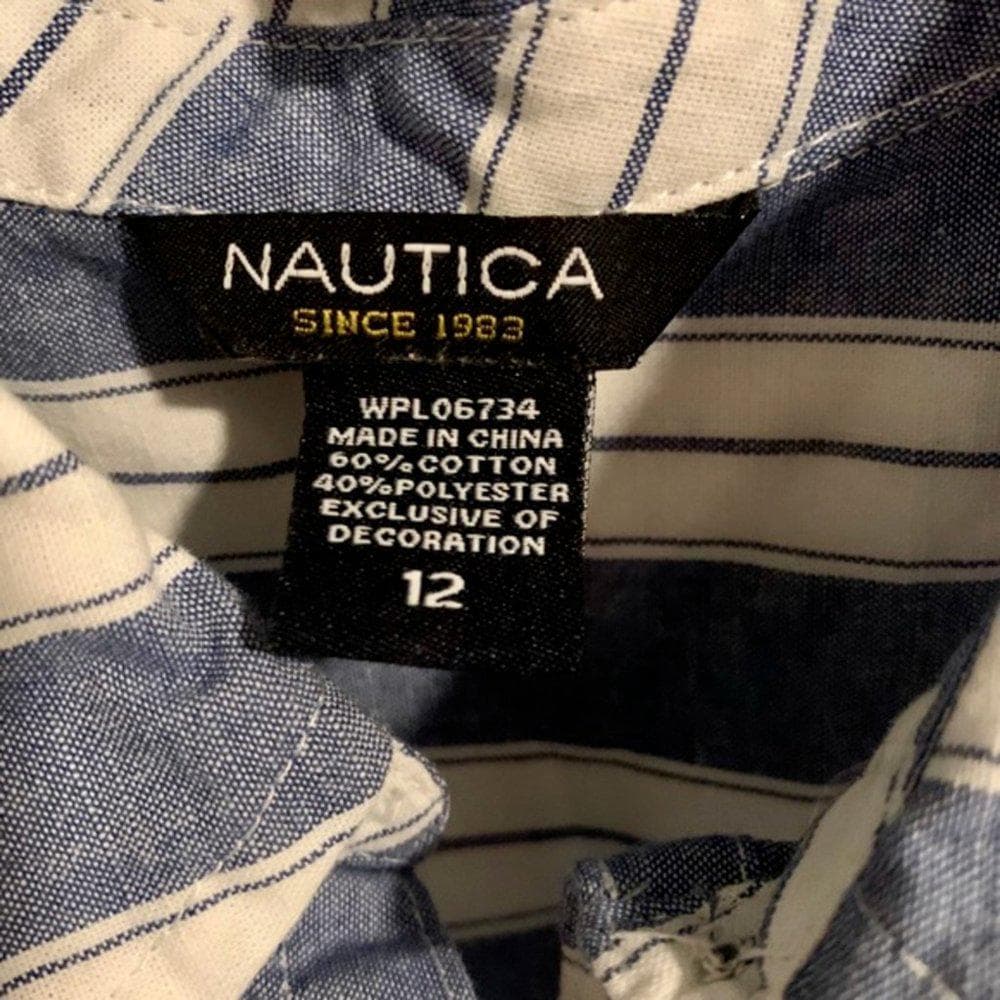 Nautica Kids Striped Blue/White Dress - Thumbnail 5