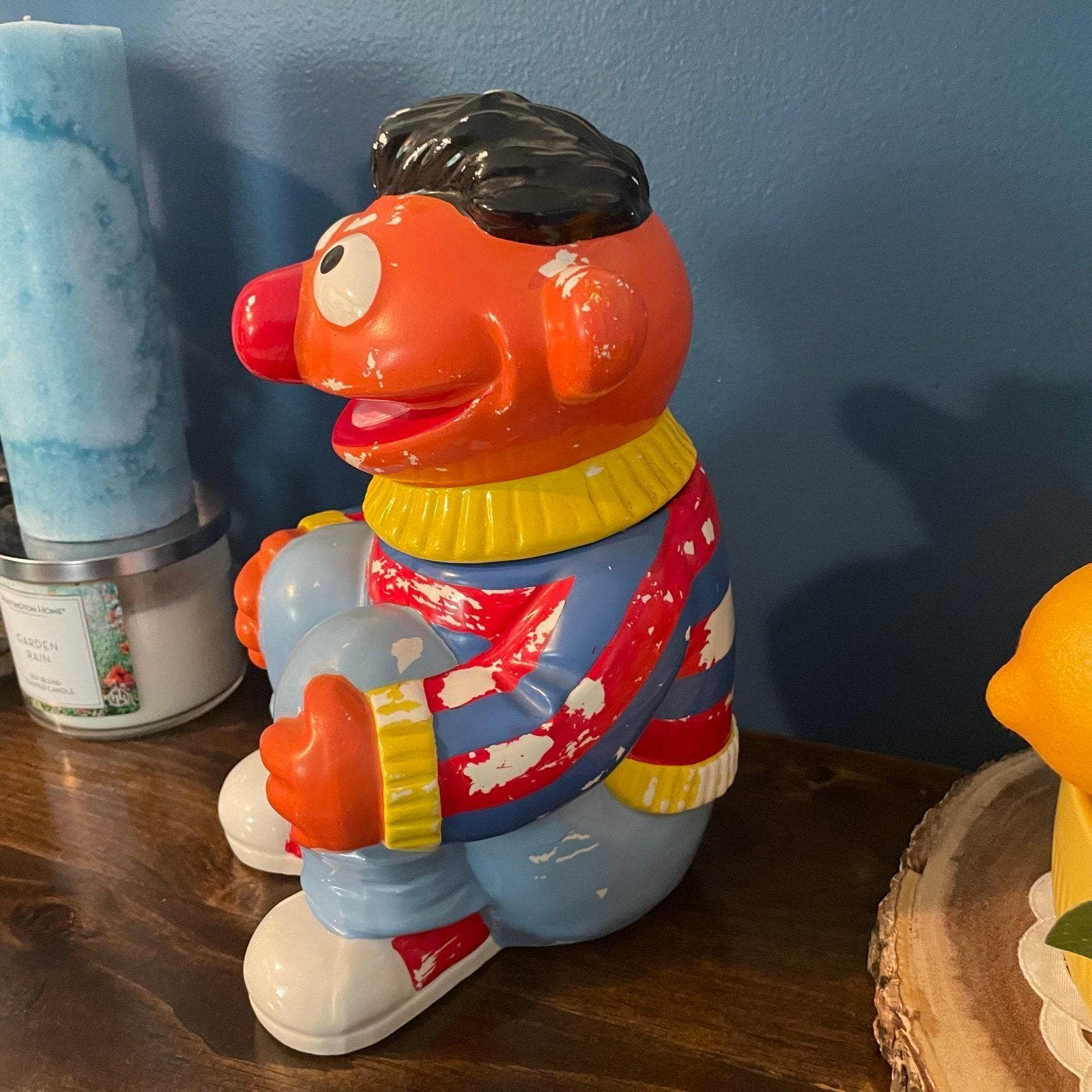1986 Ernie Cookie Jar Vintage Sesame Street- Muppets~ Sweet Treat~ Jim Henson - Thumbnail 3