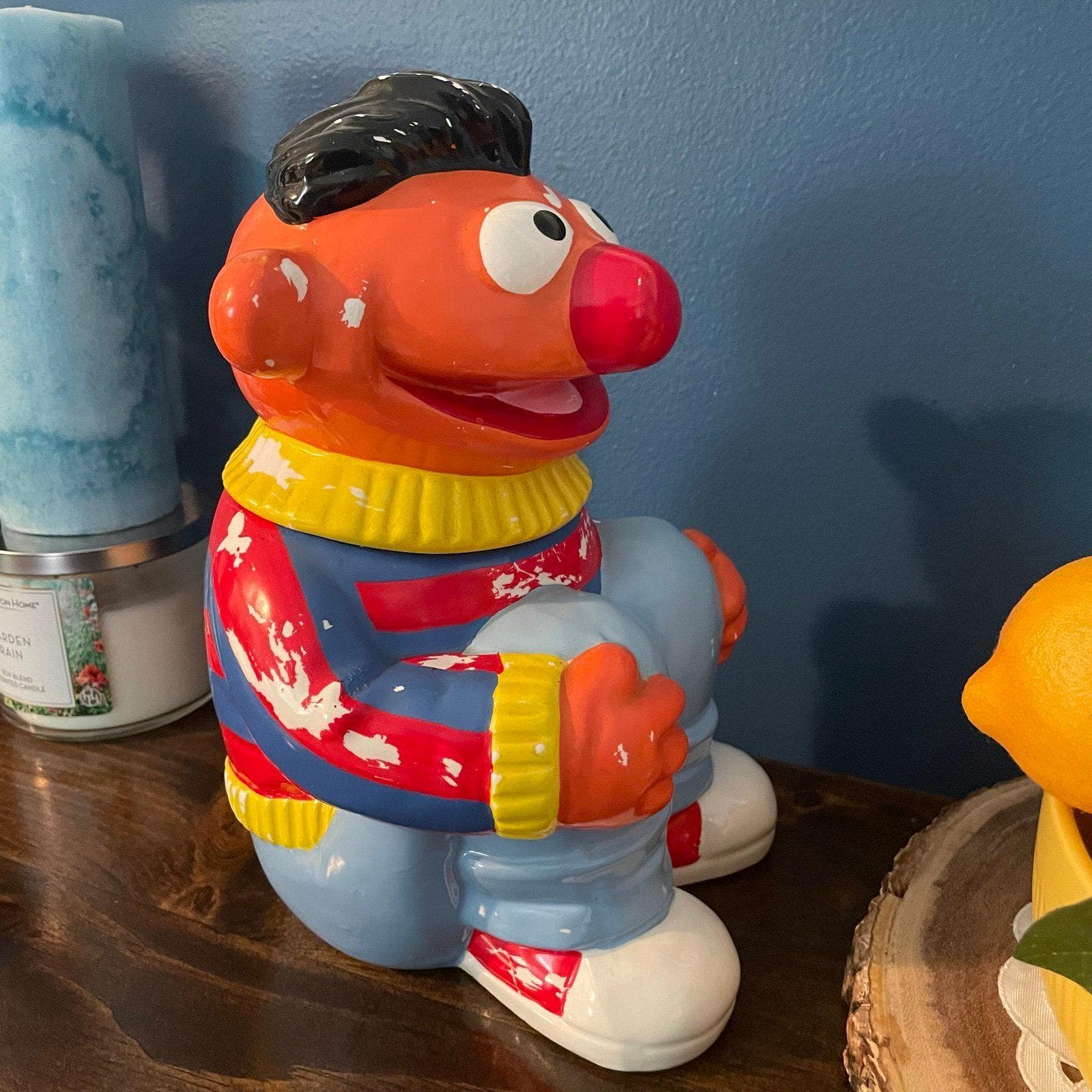 1986 Ernie Cookie Jar Vintage Sesame Street- Muppets~ Sweet Treat~ Jim Henson - Thumbnail 5