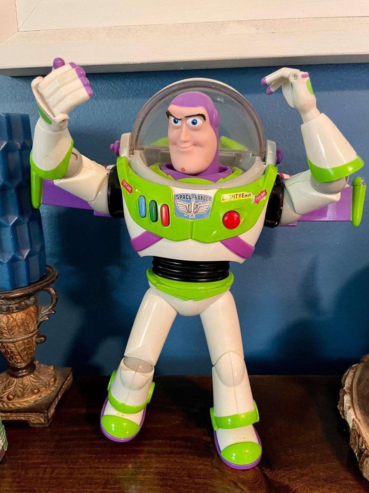 Vintage Disney Pixar Buzz Lightyear Interactive Toy~ Scowl Face & “Andy” on Foot - Thumbnail 3