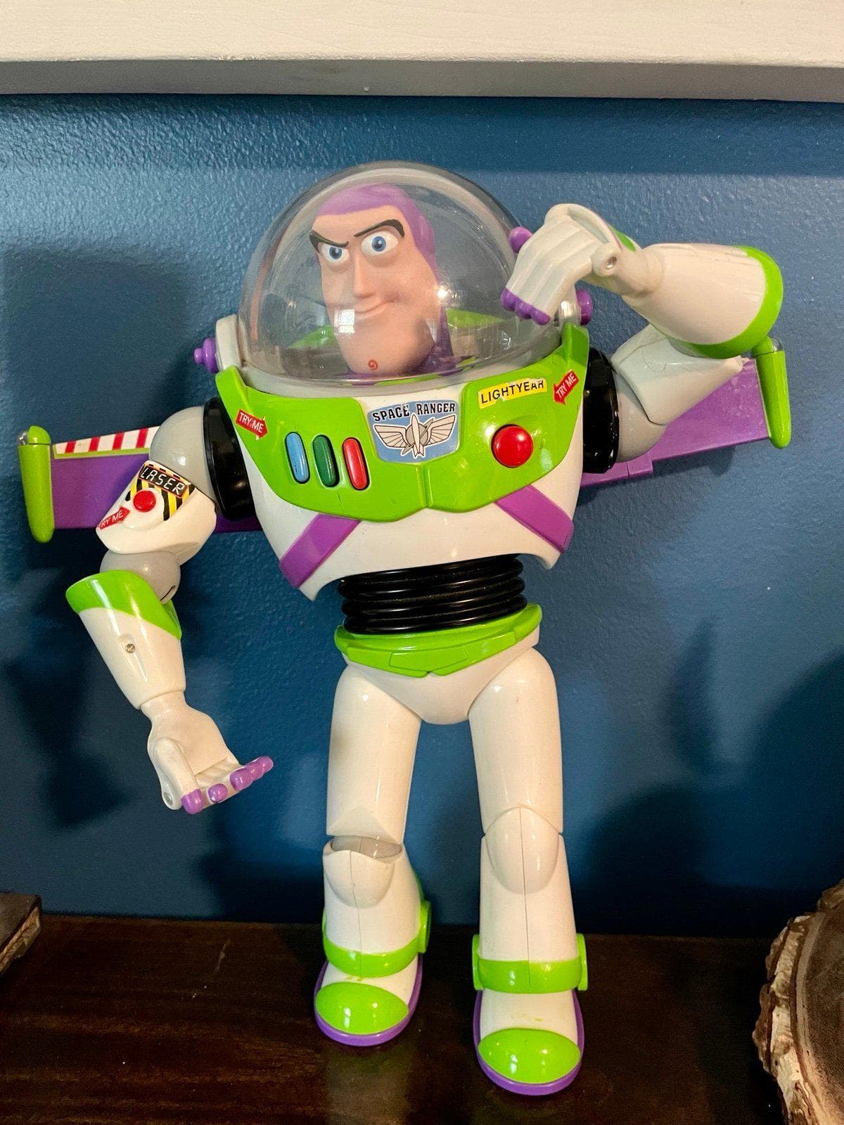 Vintage Disney Pixar Buzz Lightyear Interactive Toy~ Scowl Face & “Andy” on Foot - Thumbnail 5