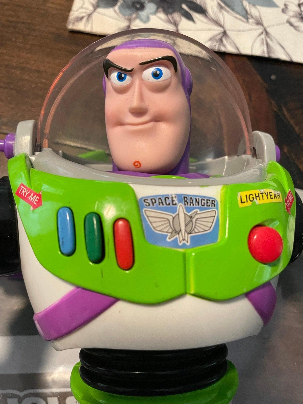 Vintage Disney Pixar Buzz Lightyear Interactive Toy~ Scowl Face & “Andy” on Foot - Thumbnail 9