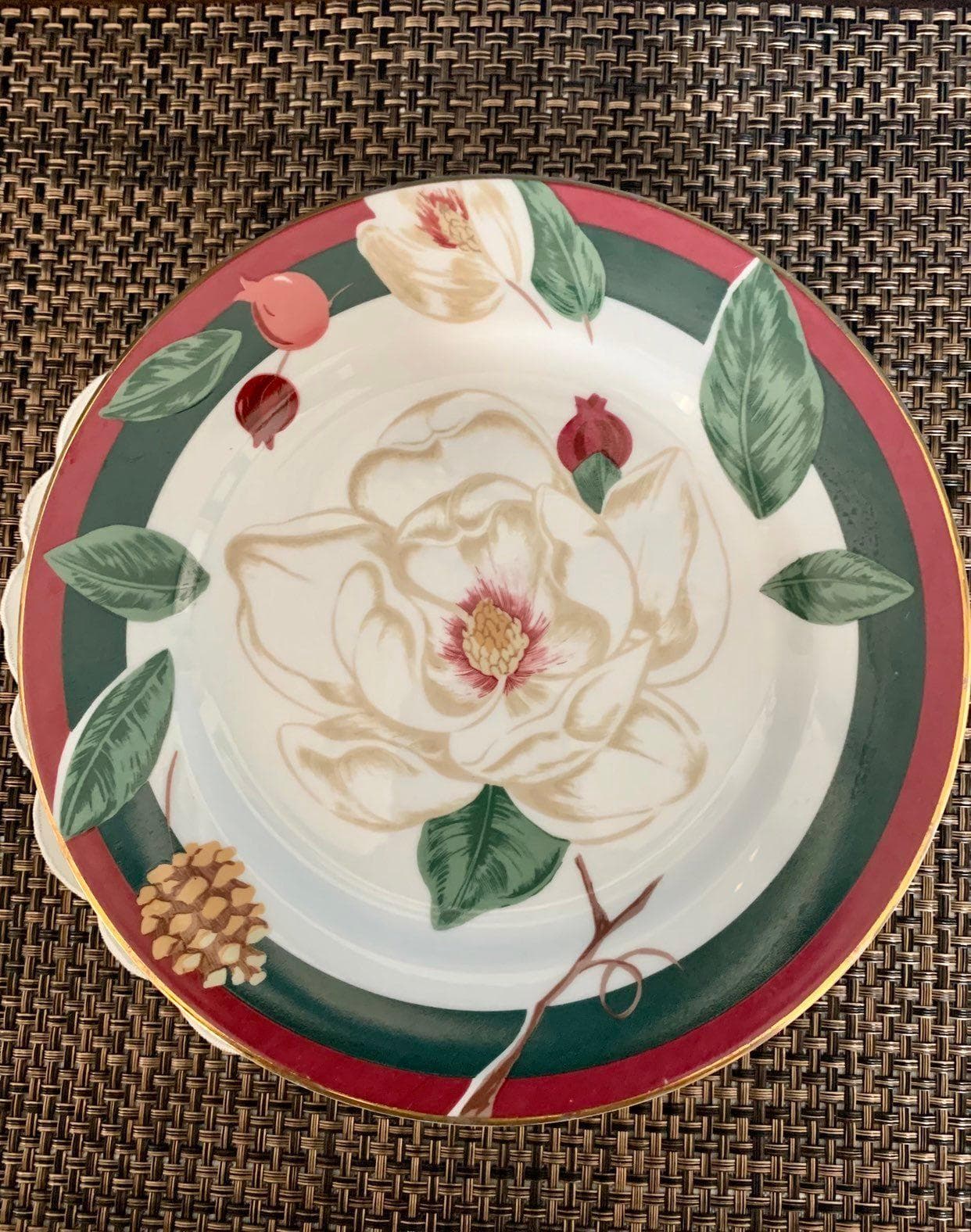 Vintage Christmas Tienshan China 'Magnolia' - Set of 4 - Thumbnail 2