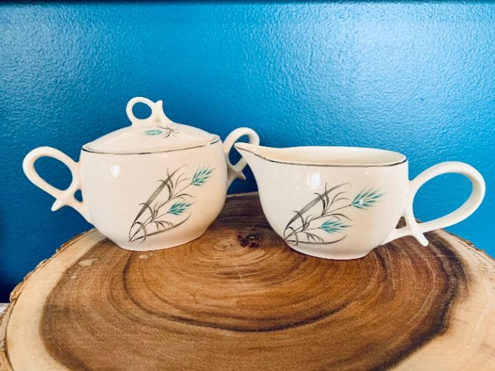 Vintage Canonsburg Teal/Grey Creamer Set - Thumbnail 2