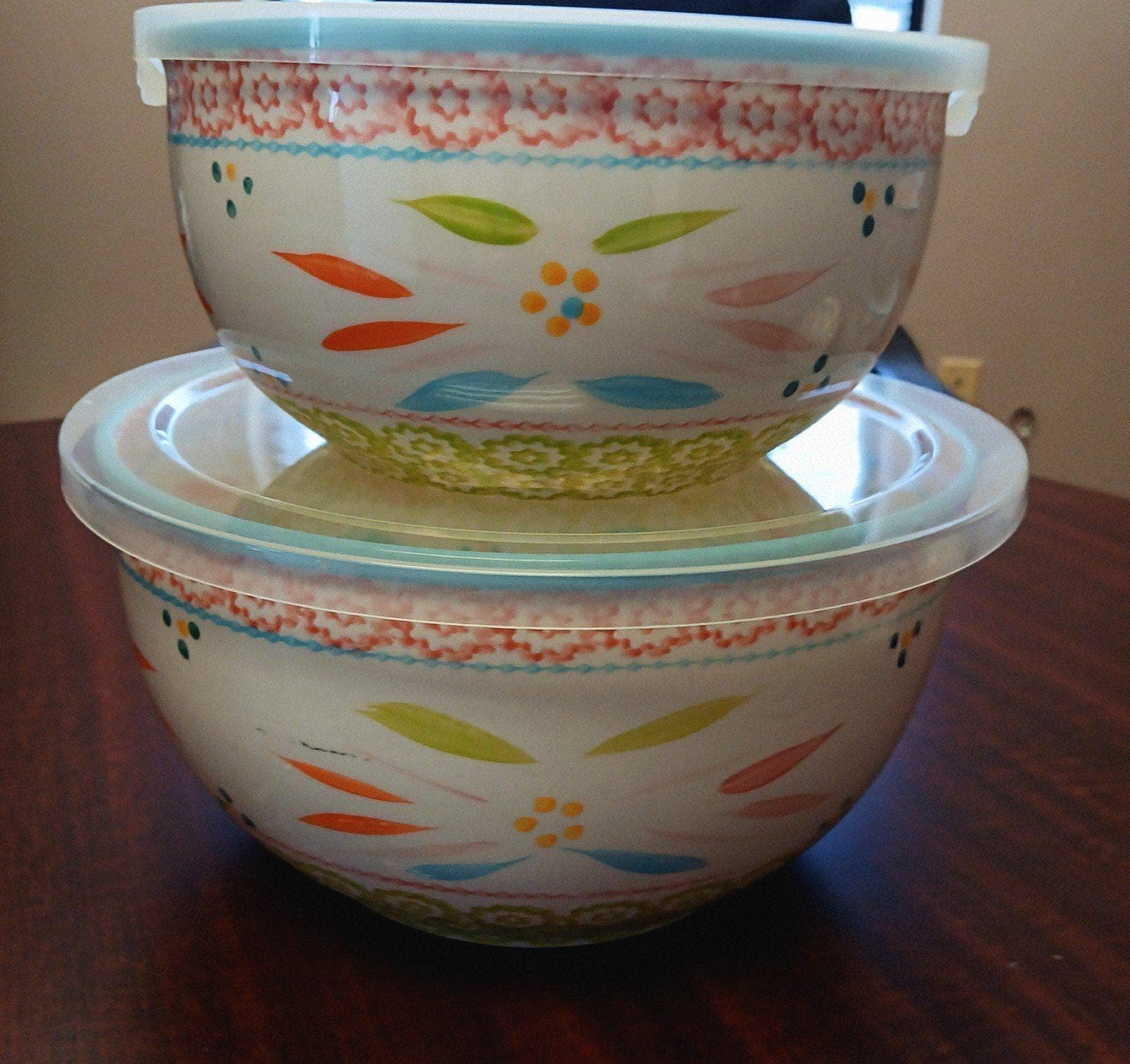 Vintage Temp-tations "Old World Springfetti" Floral Mixing Bowls- Set of 2 Bowls - Thumbnail 3