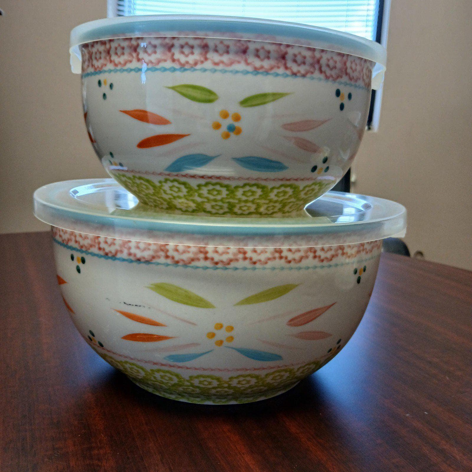Vintage Temp-tations "Old World Springfetti" Floral Mixing Bowls- Set of 2 Bowls - Thumbnail 8