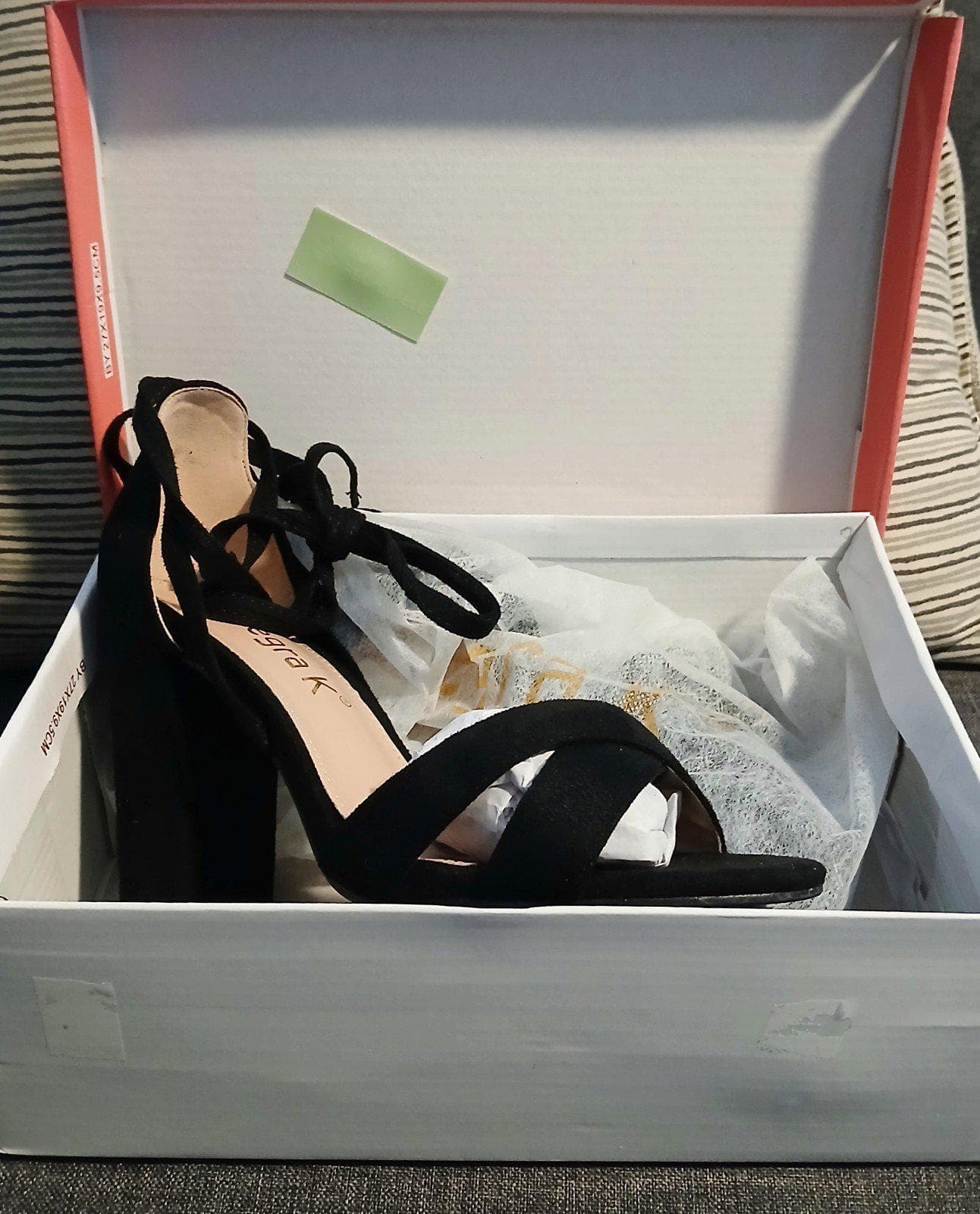Black Ribbon Wrap Around Tie n a Bow Heels~ Size 7.5 Lace Up Black Dressy Heels - Thumbnail 7