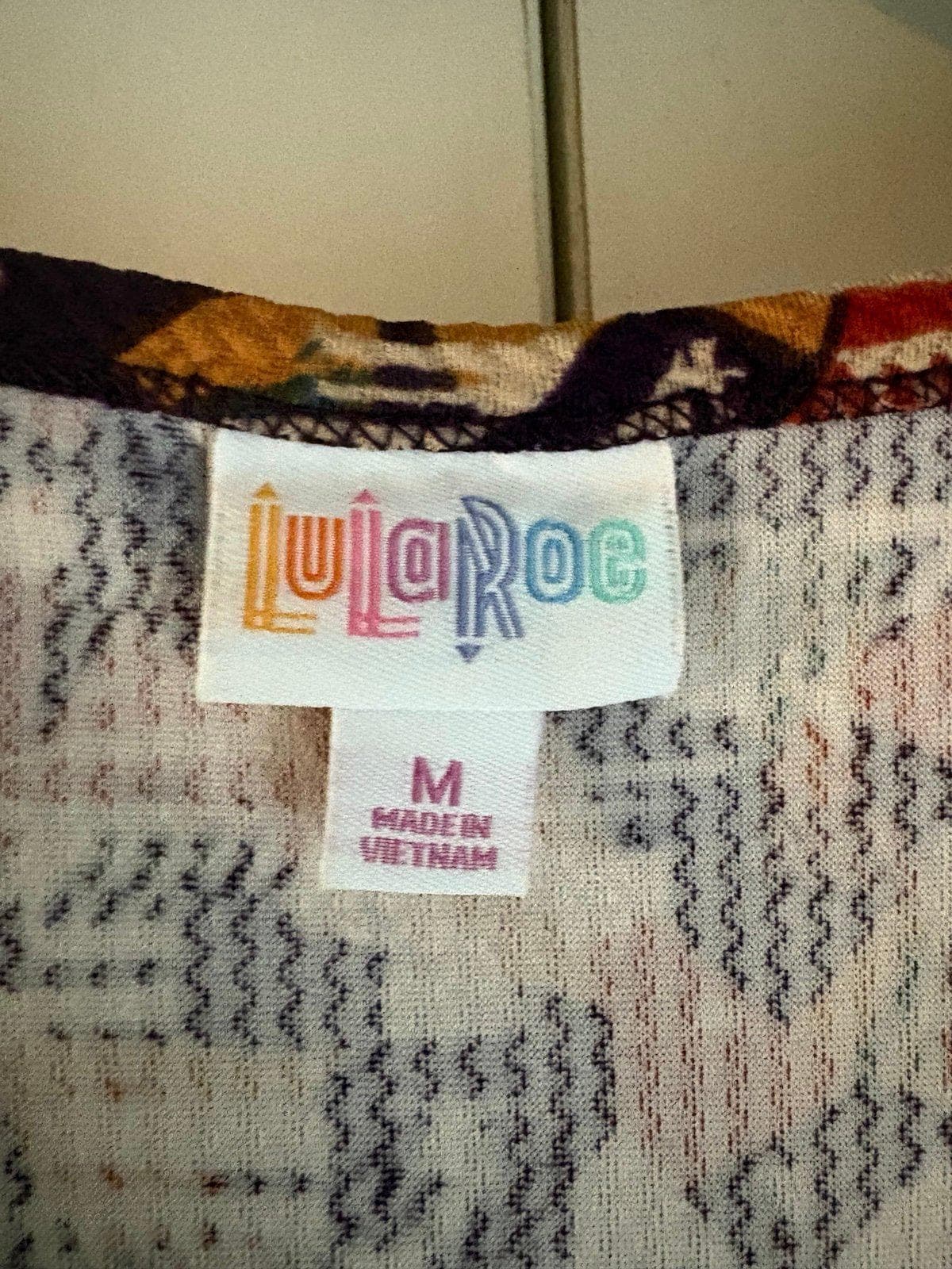 LuLaRoe Nicole Dress Rust Mustard Aztec Print Medium (10-12) - Thumbnail 7