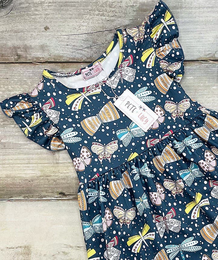 New! Boutique Ruffle Dress~ ‘Butterfly Beauty' 3T - Thumbnail 2