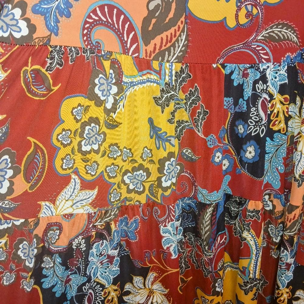 Navy/Red/Orange Floral Paisley Print Dress~ Curvy 4X~NWT - Thumbnail 3