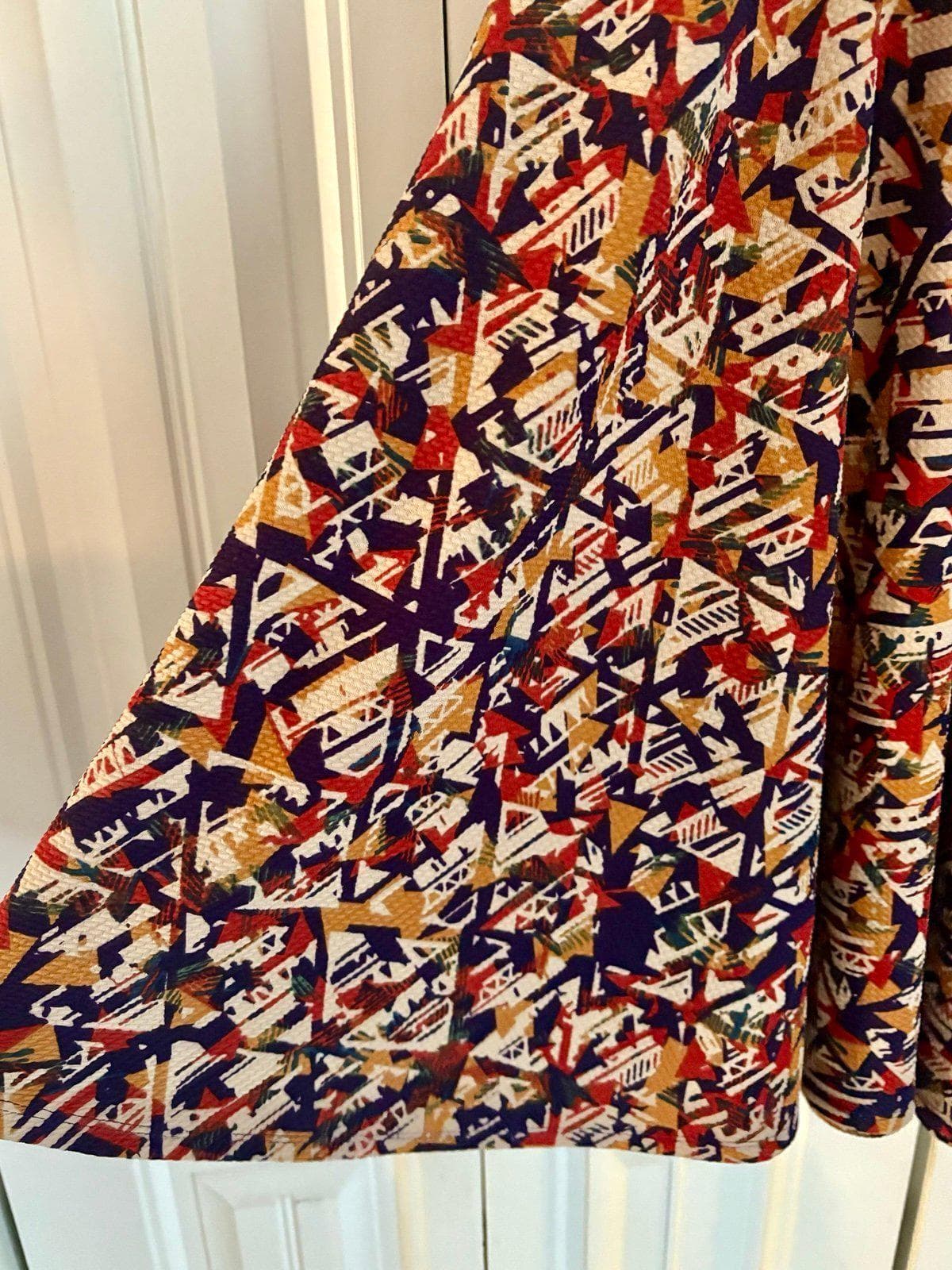 LuLaRoe Nicole Dress Rust Mustard Aztec Print Medium (10-12) - Thumbnail 5