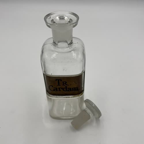 Antique Apothecary Tr. Cardam Glass Medicine Bottle w/stopper 1880s - Thumbnail 4