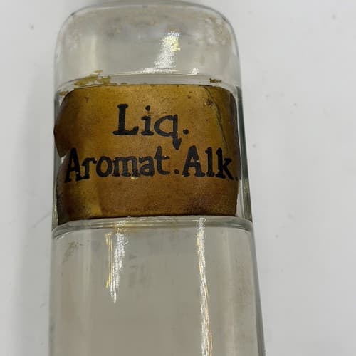 Antique 6" Apothecary Lic Aromat Alk Glass Medicine Bottle w/stopper 1880s - Thumbnail 4