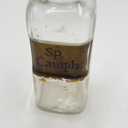 Antique 6" Apothecary Sp Camph Glass Medicine Bottle w/stopper 1880s - Thumbnail 2