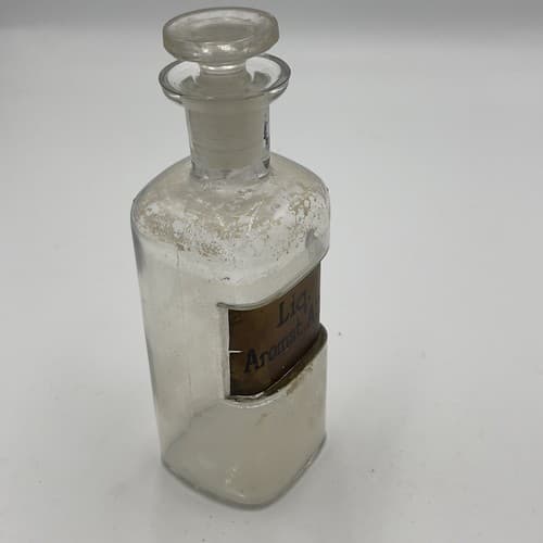 Antique 6" Apothecary Lic Aromat Alk Glass Medicine Bottle w/stopper 1880s - Thumbnail 2