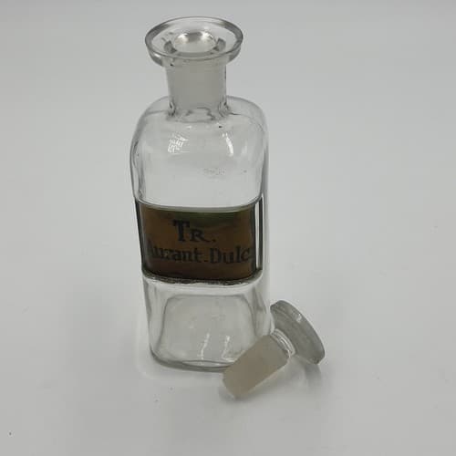 Antique 6" Apothecary Tr Aurant Dulc Glass Medicine Bottle w/stopper 1880s - Thumbnail 4