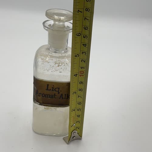 Antique 6" Apothecary Lic Aromat Alk Glass Medicine Bottle w/stopper 1880s - Thumbnail 7