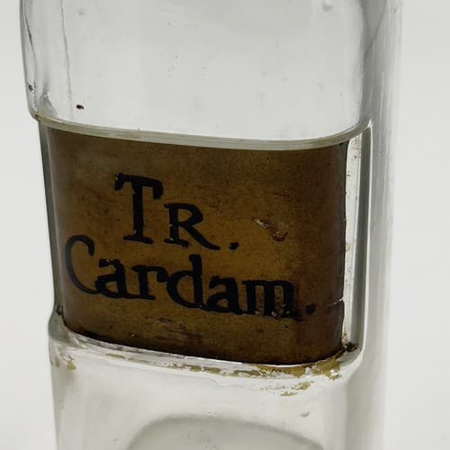 Antique Apothecary Tr. Cardam Glass Medicine Bottle w/stopper 1880s - Thumbnail 2