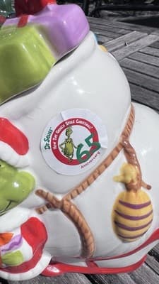 DR. SEUSS HOW THE GRINCH STOLE CHRISTMAS HAND PAINTED CERAMIC COOKIE JAR SLEIGH - Thumbnail 6