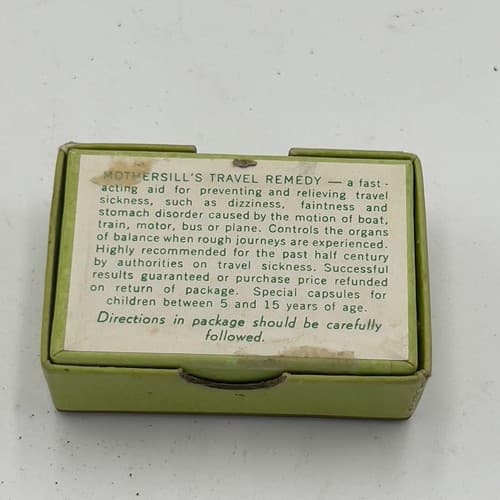 Vintage MOTHERSILL'S Seasick Remedy for adults Medicine box 1930's - Thumbnail 2