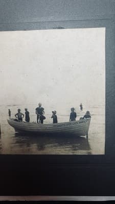 c1910 Origina Atlantic City Life Boat Beach Photo Bathing Suits 6.5 x4.5 - Thumbnail 2
