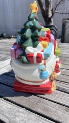 DR. SEUSS HOW THE GRINCH STOLE CHRISTMAS HAND PAINTED CERAMIC COOKIE JAR SLEIGH - Thumbnail 5